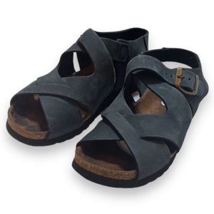 L.L. Bean Suede Leather Sandals Women’s Size 6.5, Spruce Blue Color